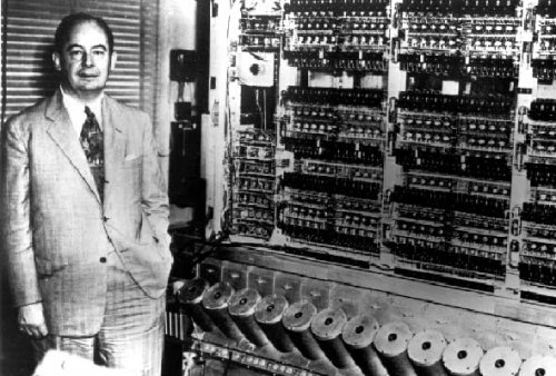 John von Neumann with one of his computers.